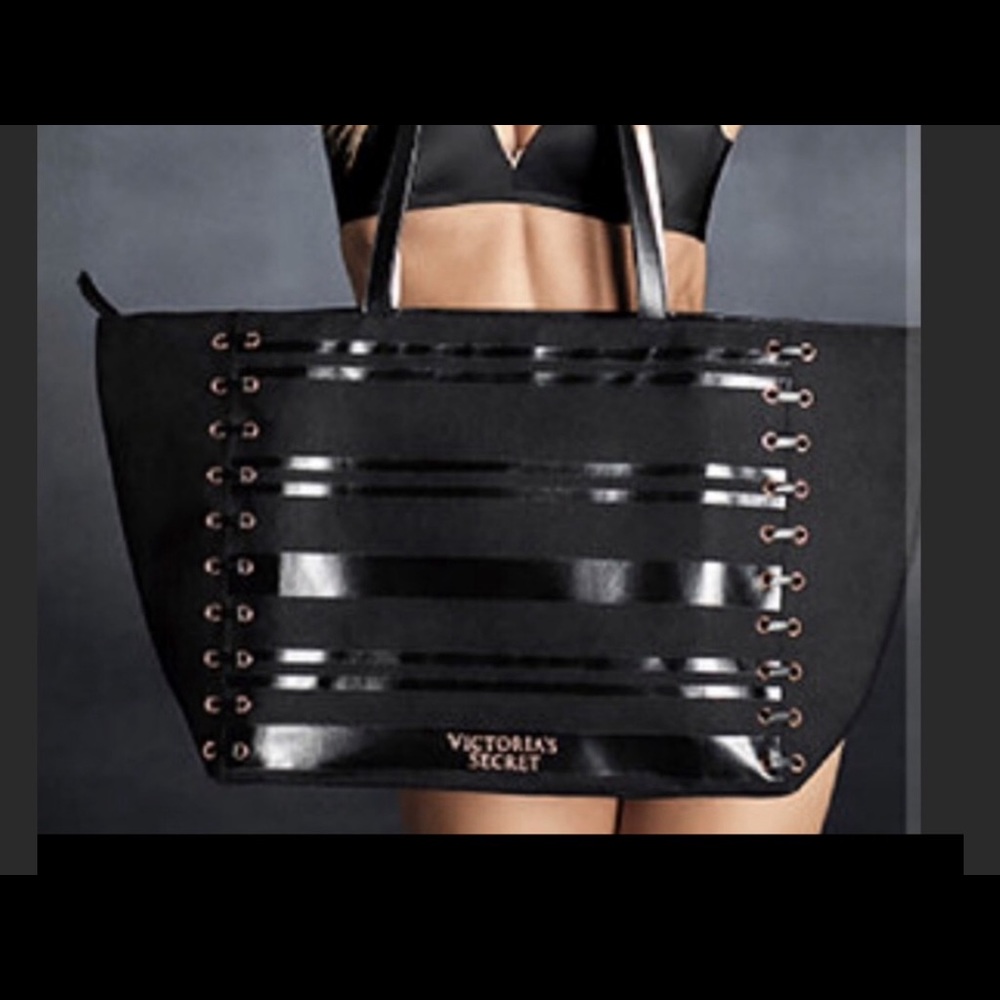 Victoria’s Secret black and rose gold tote